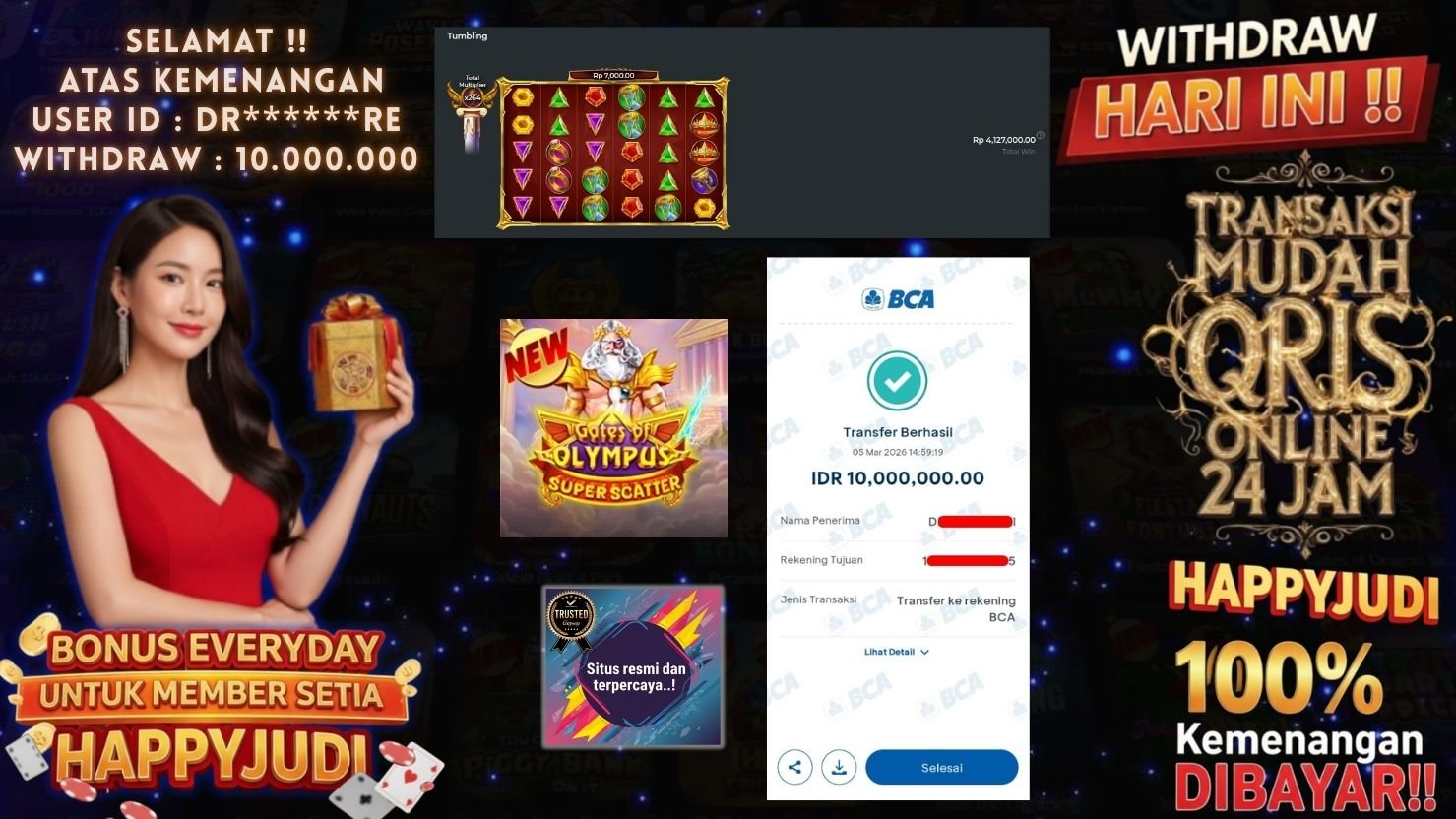 HAPPYJUDI JACKPOT SLOT GATES OF OLYMPUS SUPER SCATTER